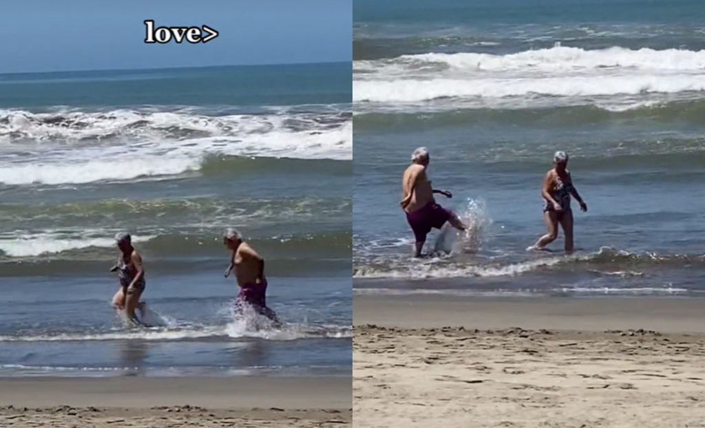 “Ojalá fueran eternos”: Pareja de adultos mayores son captados disfrutando de un verdadero día de playa