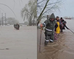 Santa Cruz: Carabineros rescató a familia aislada por inundaciones