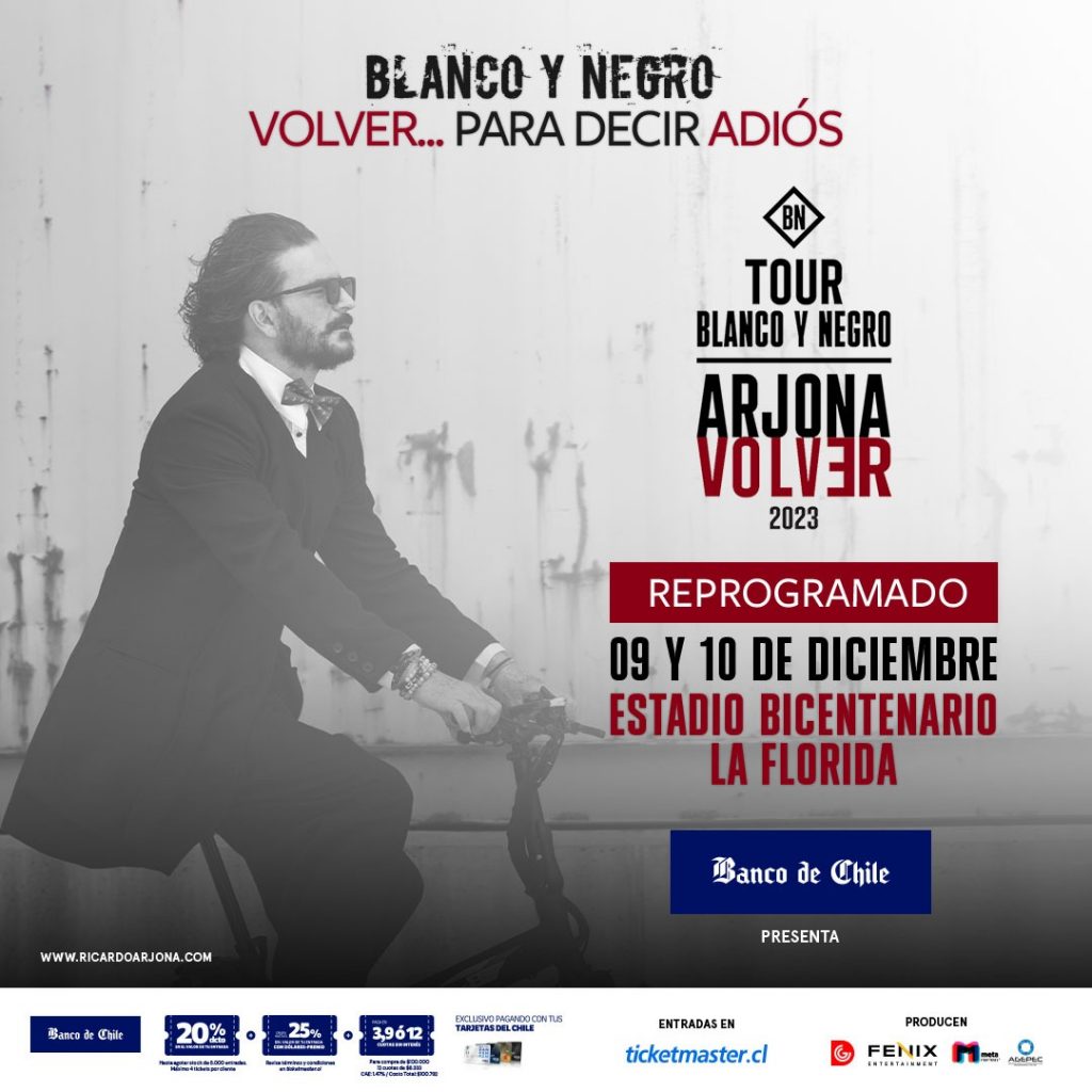 Ricardo Arjona se presentará el 9 y 10 de diciembre en La Florida