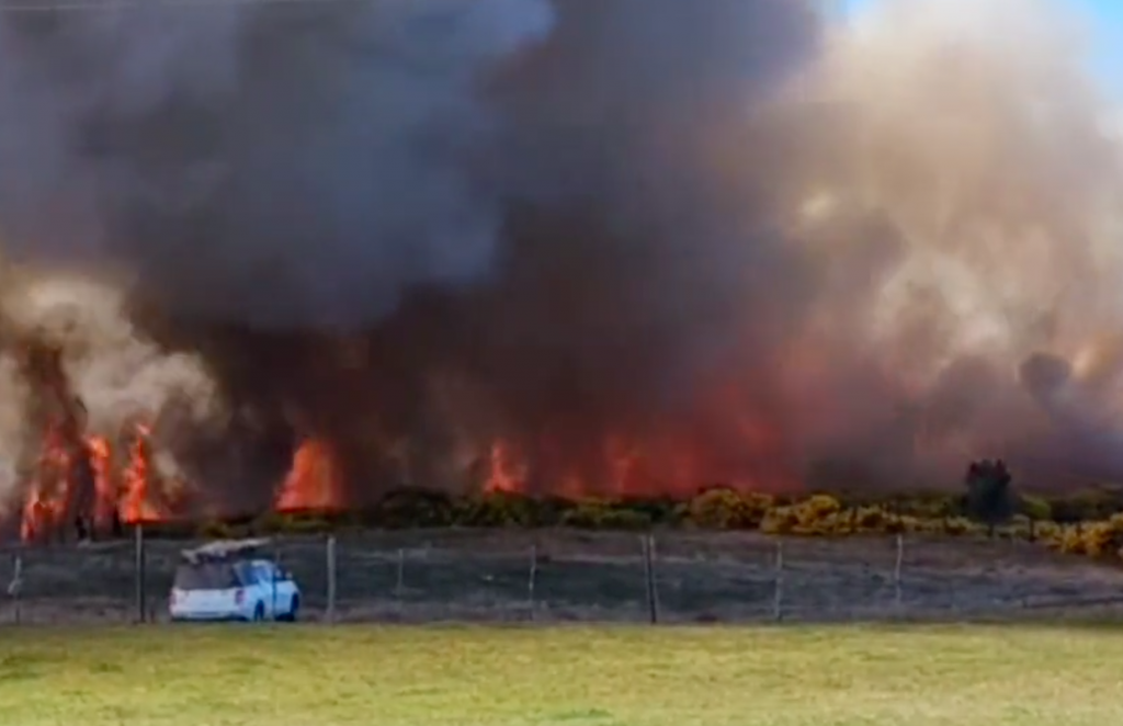 Alerta Roja en Castro por incendio forestal que consume 9 héctareas