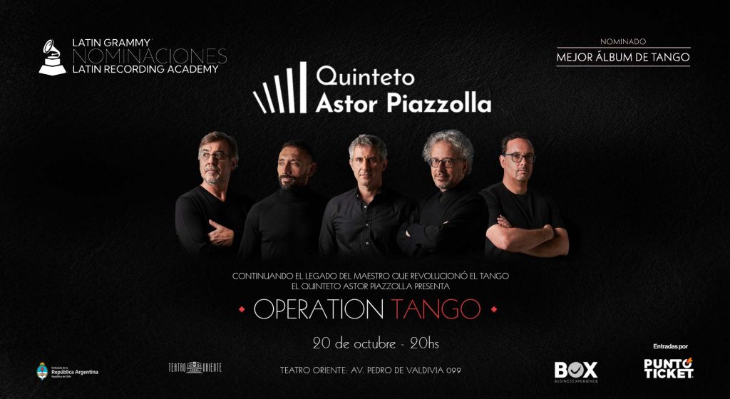 Los nominados al Latin Grammy 2023 “Quinteto Astor Piazzolla” llegan a chile con “Operación Tango Tour”