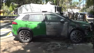 Queman vehículo policial fuera de la UMCE en Ñuñoa: Universidad denunció ingreso de Carabineros al campus