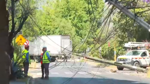 Camión arrasa con más de 10 postes de luz en La Reina: Vecinos quedan sin suministro