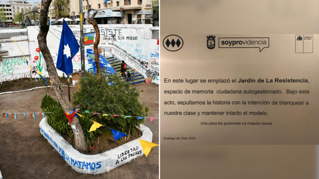 Retiran placa no autorizada en estación Baquedano que conmemoraba “El Jardín de La Resistencia”
