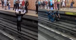 Captan a sujeto en vías del Metro: fue sacado por guardias entre aplausos