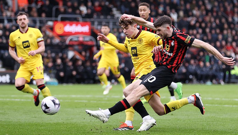 Con Brereton como titular: Sheffield United deja escapar triunfo ante Bournemouth