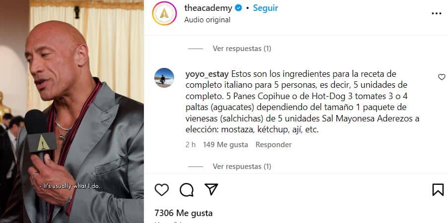 “Adam Levine, te dejaremos tranquilo”: Chilenos llenan Instagram de los Oscar con recetas de comida