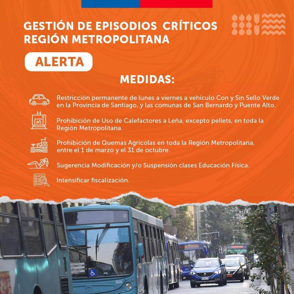 Decretan Alerta Ambiental en la RM por las malas condiciones de ventilación.