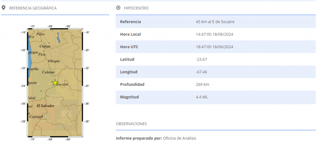 Sismo en el norte del país. 
