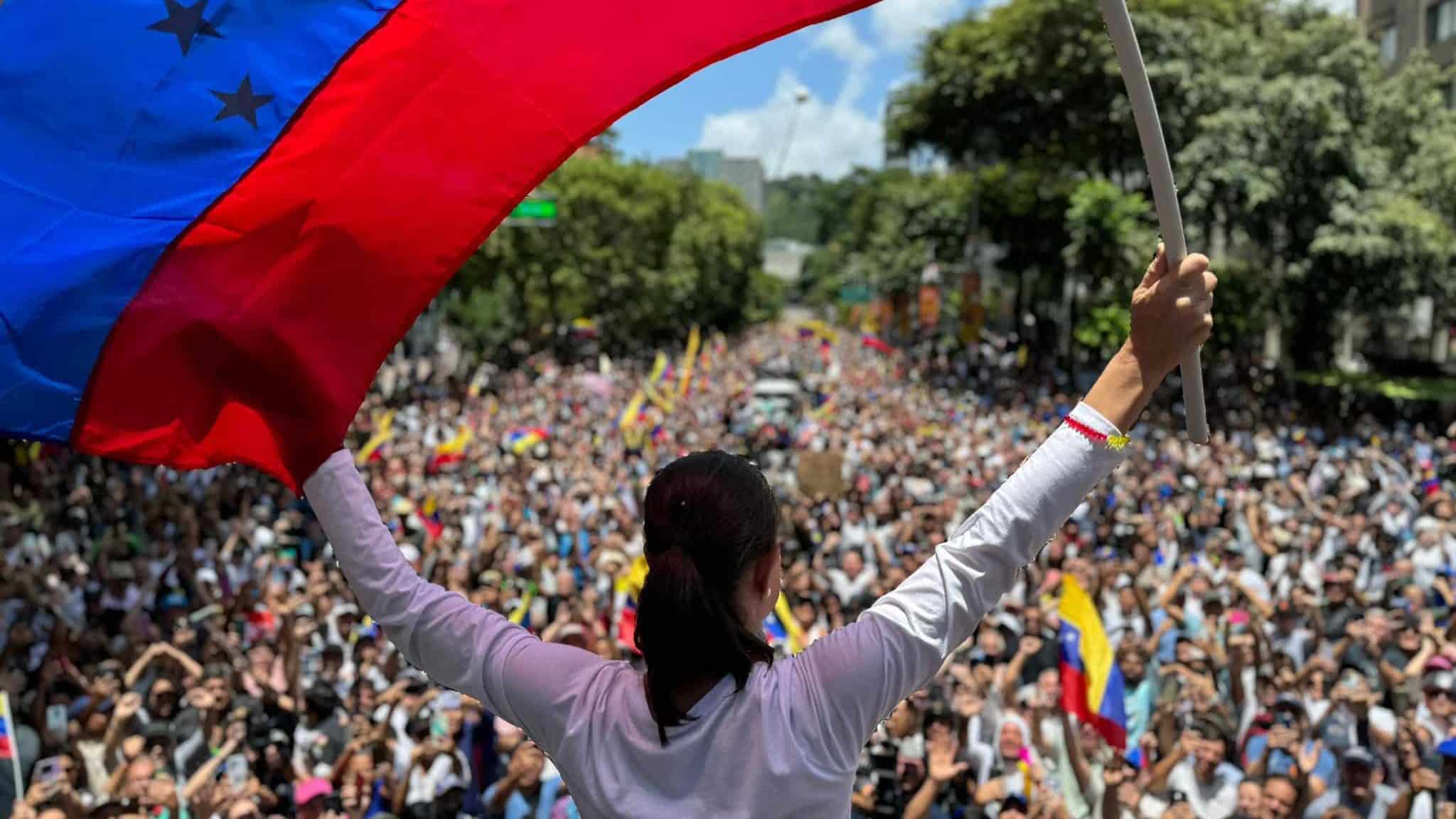 María Corina Machado lidera protesta en contra de Nicolás Maduro