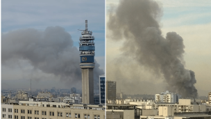 Bomberos combate incendio en bodega de Santiago: Evacuaron dos colegios