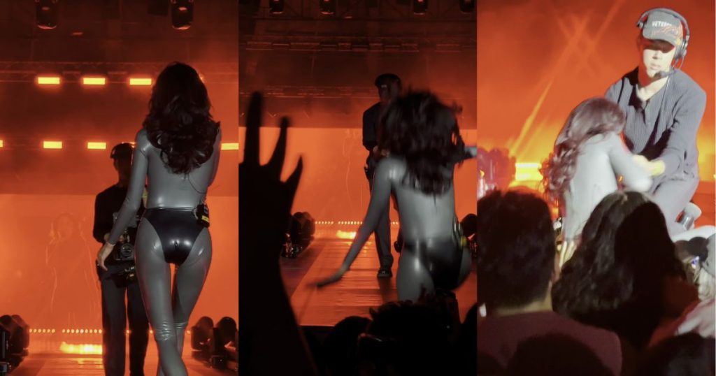 Cami Gallardo sufrió fuerte caída en show: Momento se viralizó en las redes sociales