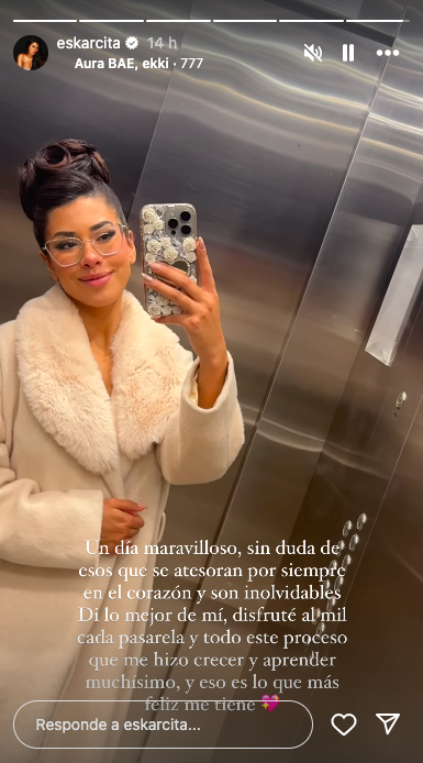 Scarlette Gálvez en historias posterior al certamen