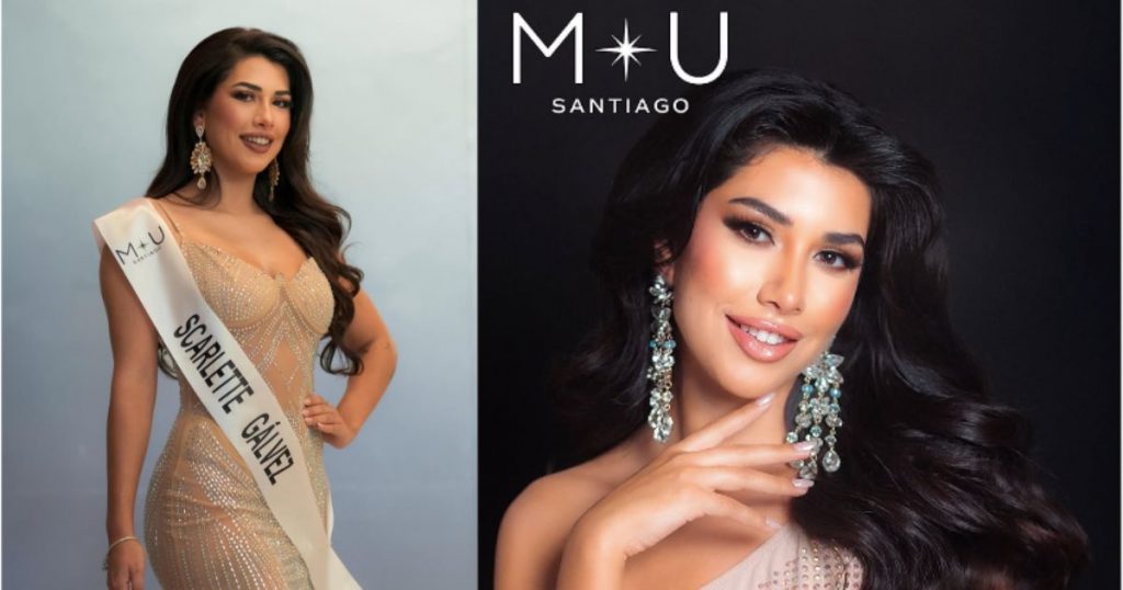 La chica reality Scarlette Gálvez recibe el premio Miss Popularidad en final de Miss Universo Santiago