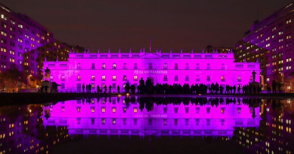 La emotiva causa por la que La Moneda se tiñó de morado