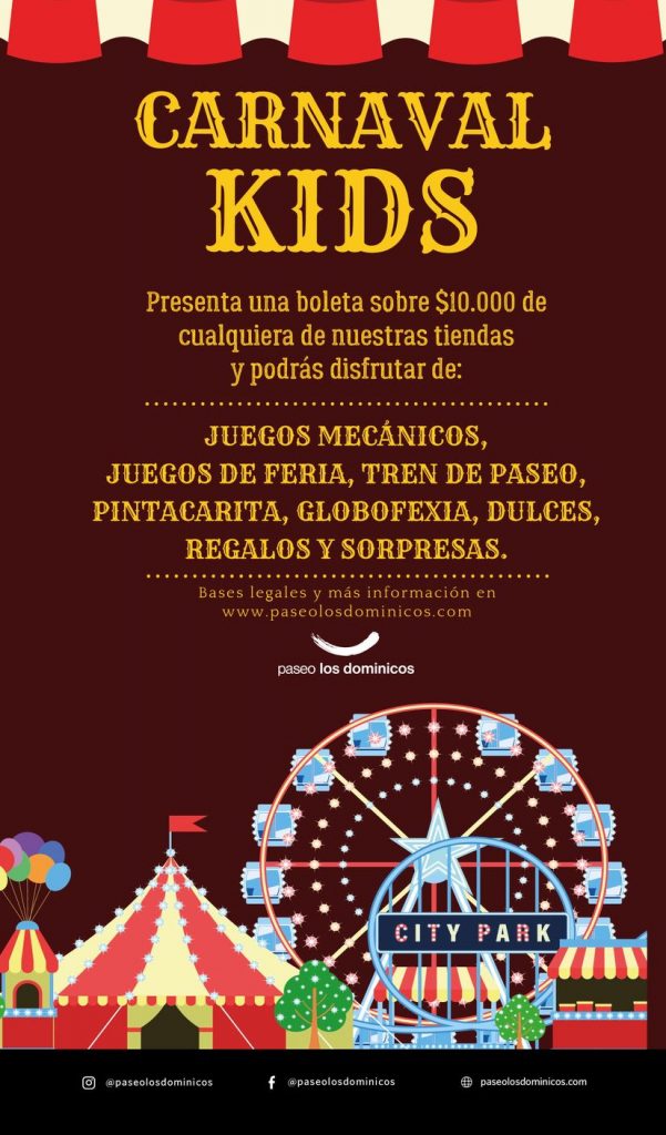 Carnaval Kids llega con todo al Día del Niño en Paseo Los Trapenses y Paseo Los Dominicos