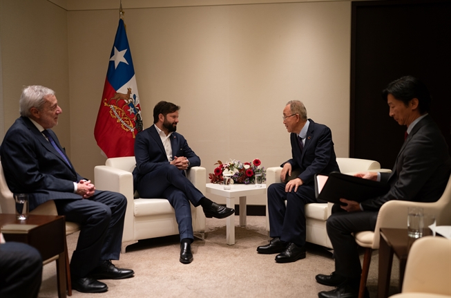 Presidente Boric se reunió con el ex Secretario General de Naciones Unidas, Ban Ki Moon