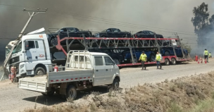 Ruta 78: choque de camión con poste provoca incendio y genera alerta en sector de Leyda