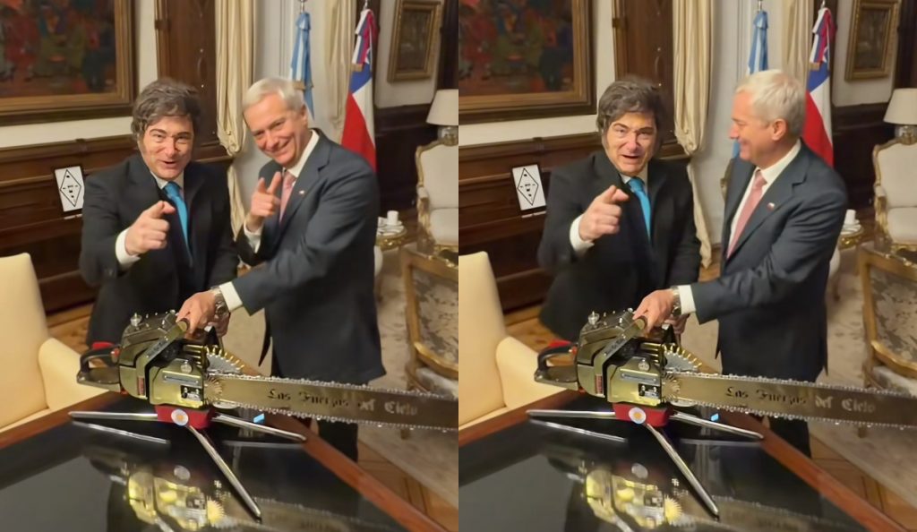 VIDEO | El polémico registro de Kast y Milei con motosierra que enciende las redes sociales