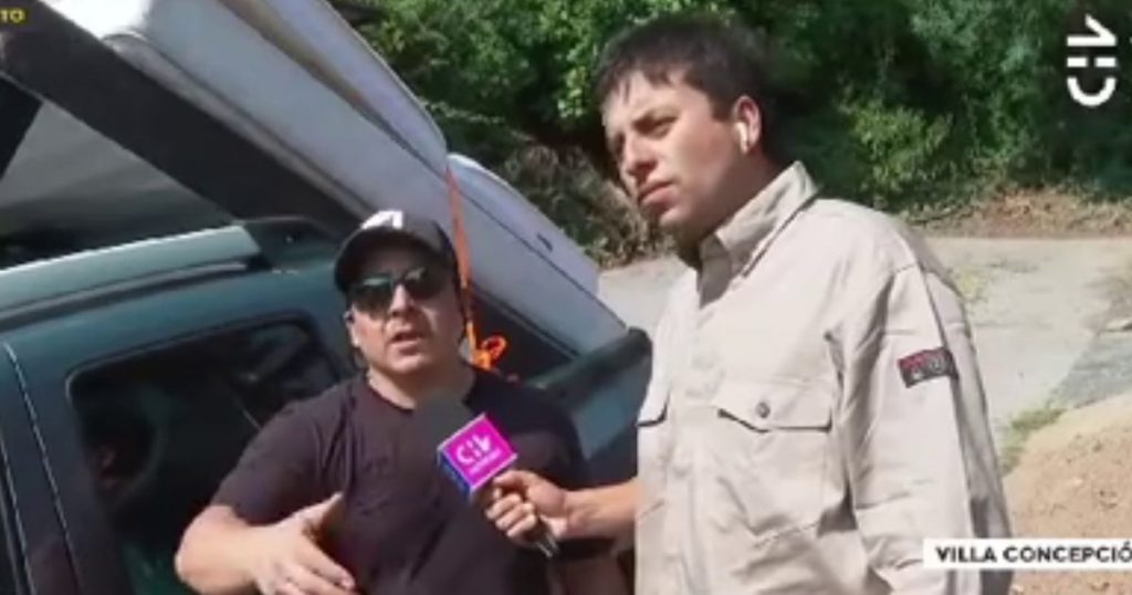 Periodista de TV es frenado en vivo por afectado de incendios: 