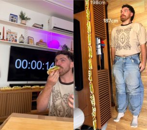 Influencer británico se vuelve viral tras intentar comer un completo de 1,98 metros en 30 minutos
