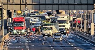 Camión provoca gran congestión en la Ruta 5 tras caerse cientos de bebidas de la carga