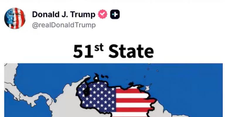 Trump desata polémica tras publicar mapa que muestra a Venezuela como parte de Estados Unidos