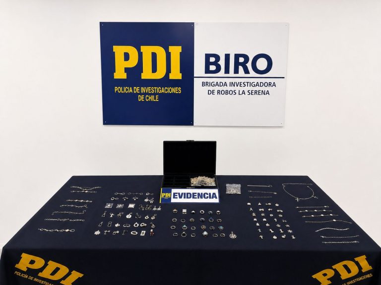 PDI recupera joyas avaluadas en $3,5 millones y detiene a hombre por receptación en La Serena