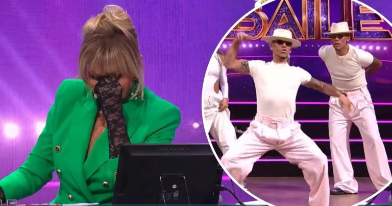 Raquel Argandoña se sonrojó tras sensual baile de los Power Peralta: 