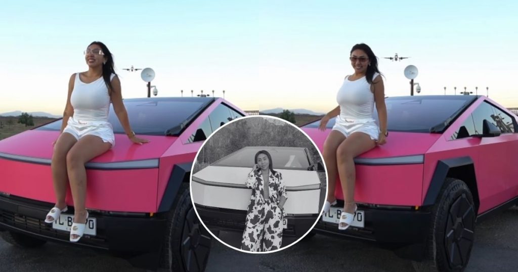 Naya Fácil sorprende al cambiar el color de su Cybertruck: “Hoy ya no soy una niña”