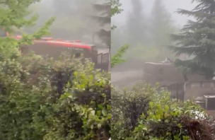 VIDEO | Aluvión en San Carlos de Apoquindo arrastra con bus RED en Las Condes