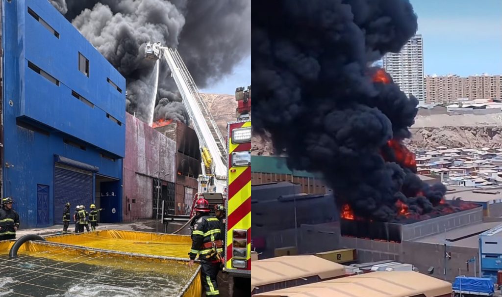 Grave incendio afecta a galpón de la Zofri en Iquique: evacúan preventivamente sectores aledaños