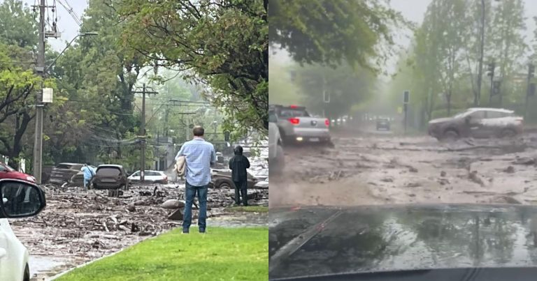 VIDEO | Preocupación en Las Condes por desborde de canal: vehículos fueron arrastrados por el agua