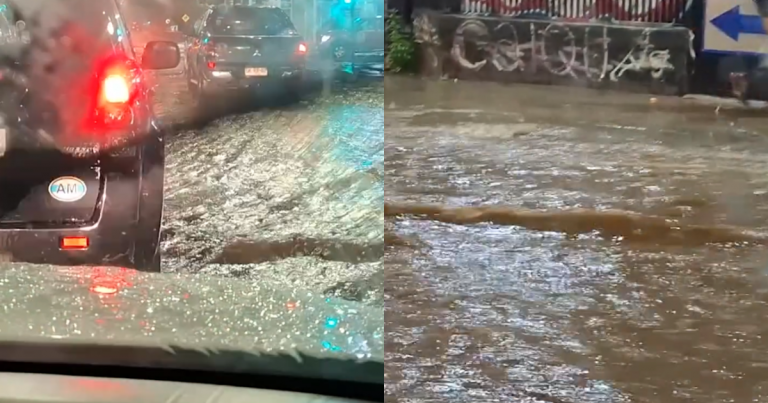 VIDEO | Usuarios reportan calles anegadas en distintos sectores de Santiago tras intensas lluvias
