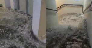 VIDEO | Impactante registro muestra inundación en edificio de la Municipalidad de Providencia